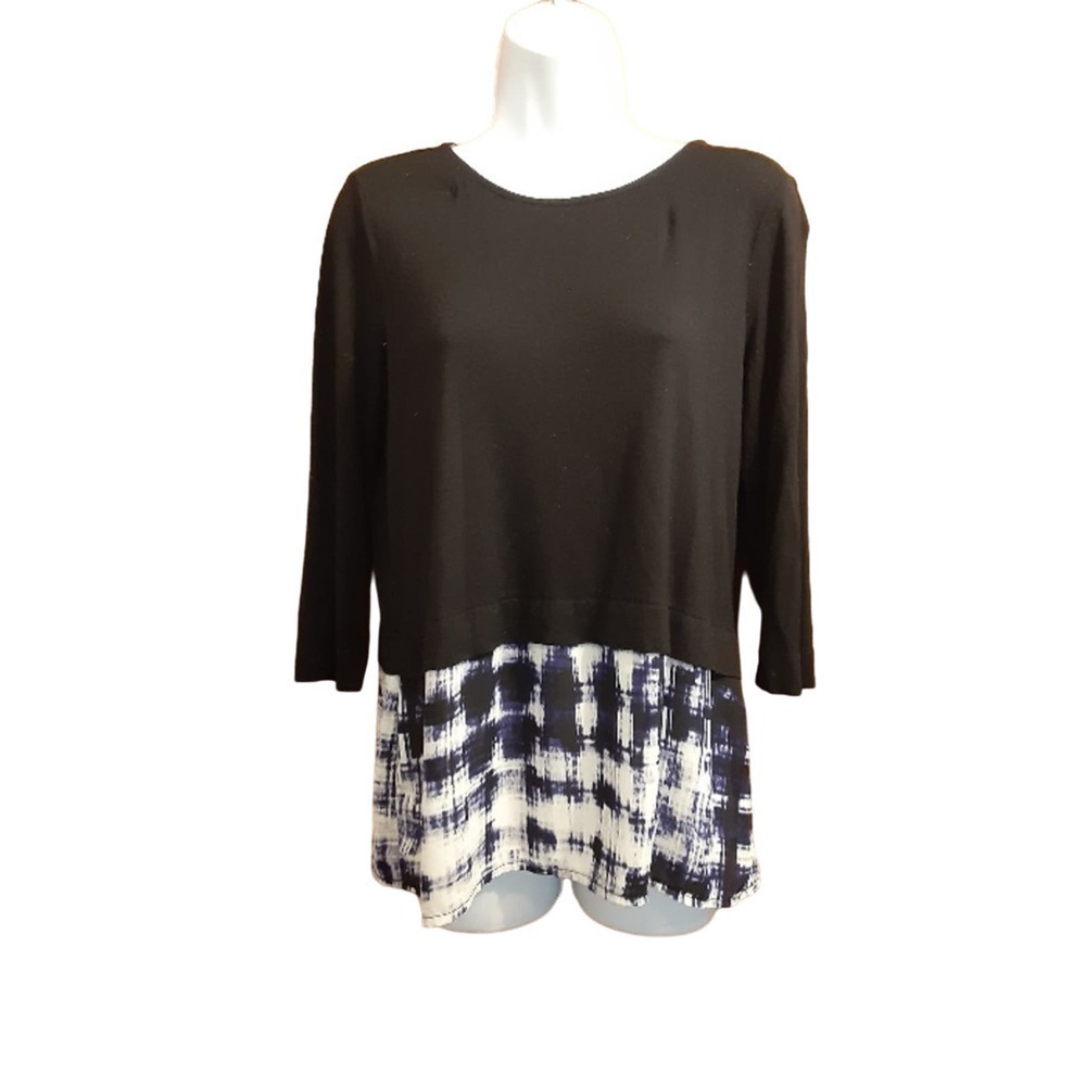 Cynthia Rowley Women's Long Sleeve Back Zip Tie Dye Bottom Top
